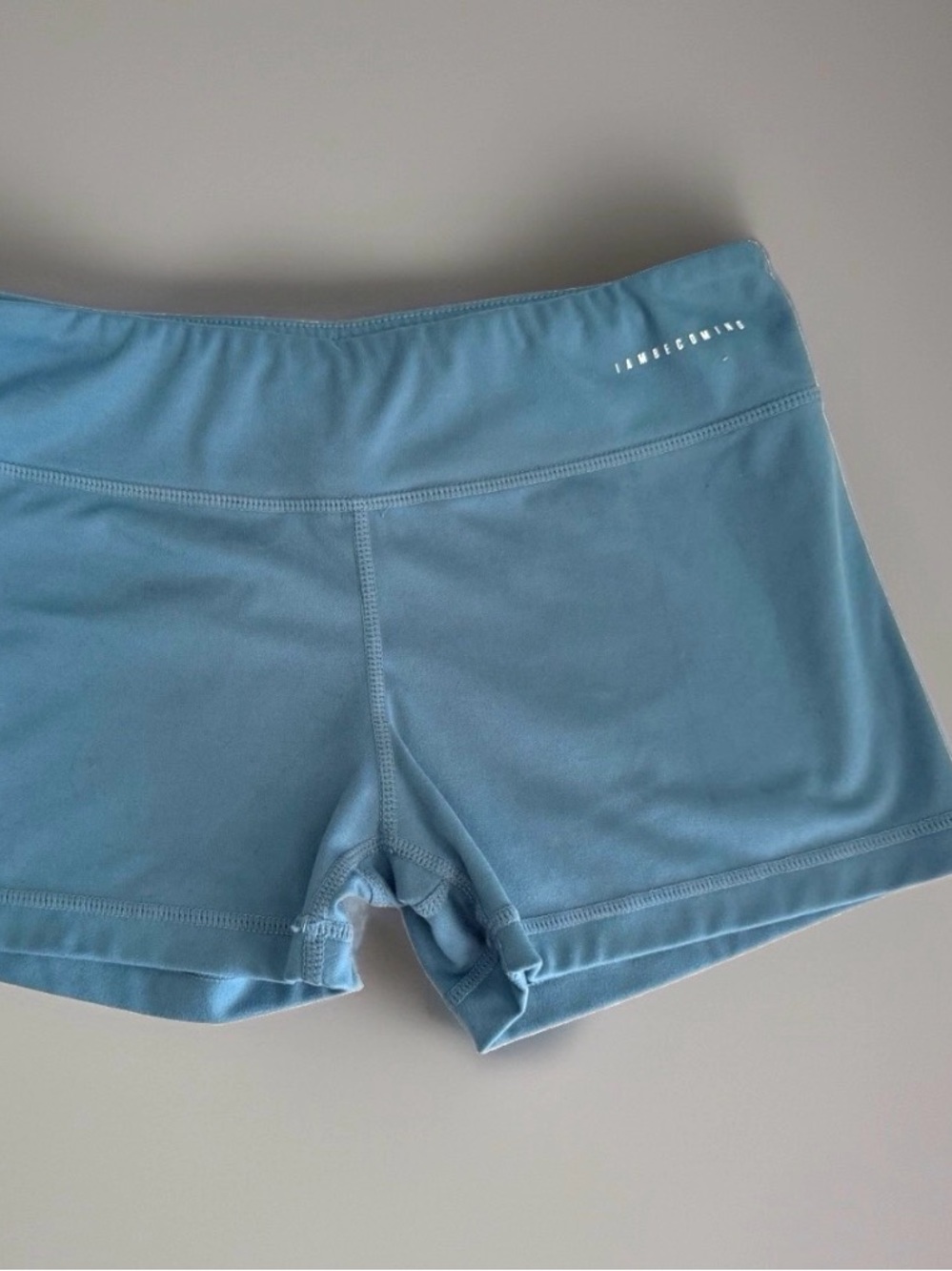 I Am Becoming Womens Workout Shorts Size M No Ride Blue 3” Gym Running Active